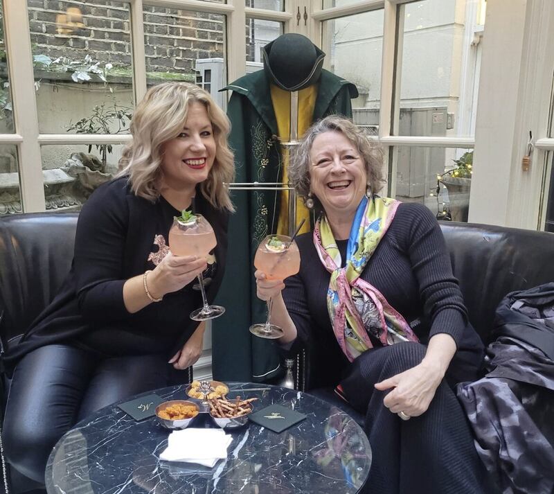 Emma Heatherington, pictured left, and her cousin Maria enjoy cocktails in the Stables Bar 