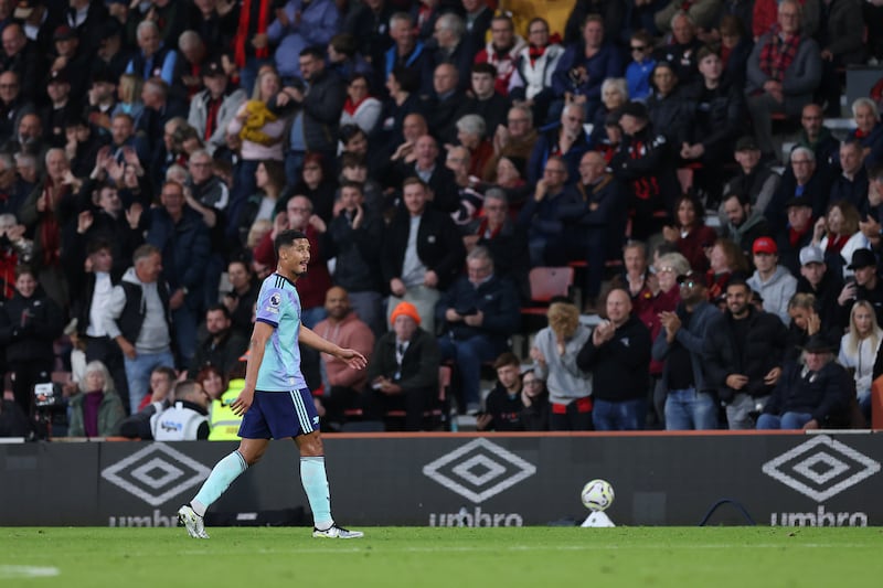 William Saliba was sent off against Bournemouth