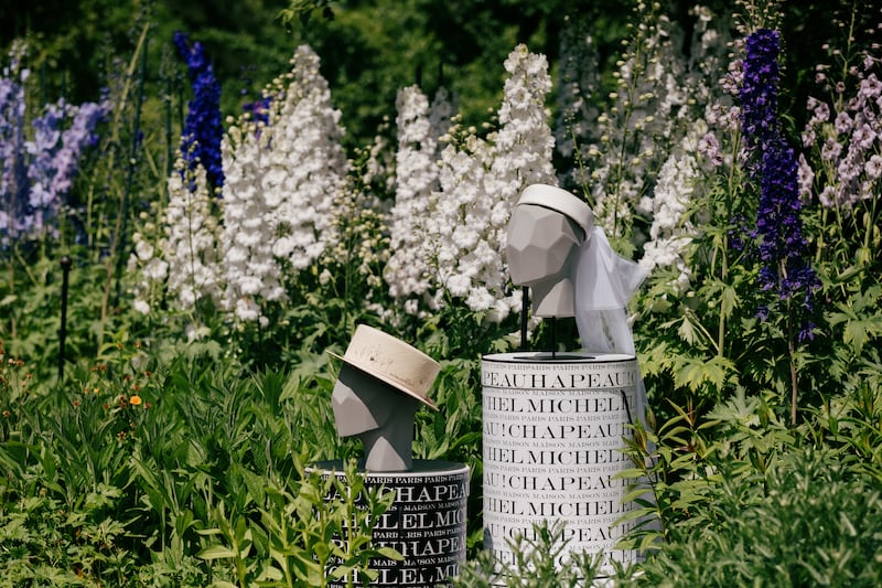 Maison Michel hats in the Kitchen Garden at Highgrove