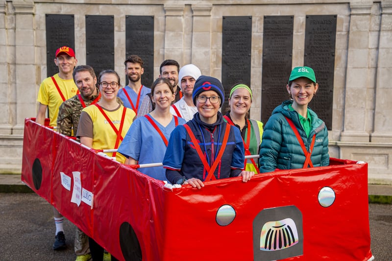 Jackie Scully broke a Guinness World Record at the London Marathon in April for the fastest marathon time in a 10-person costume