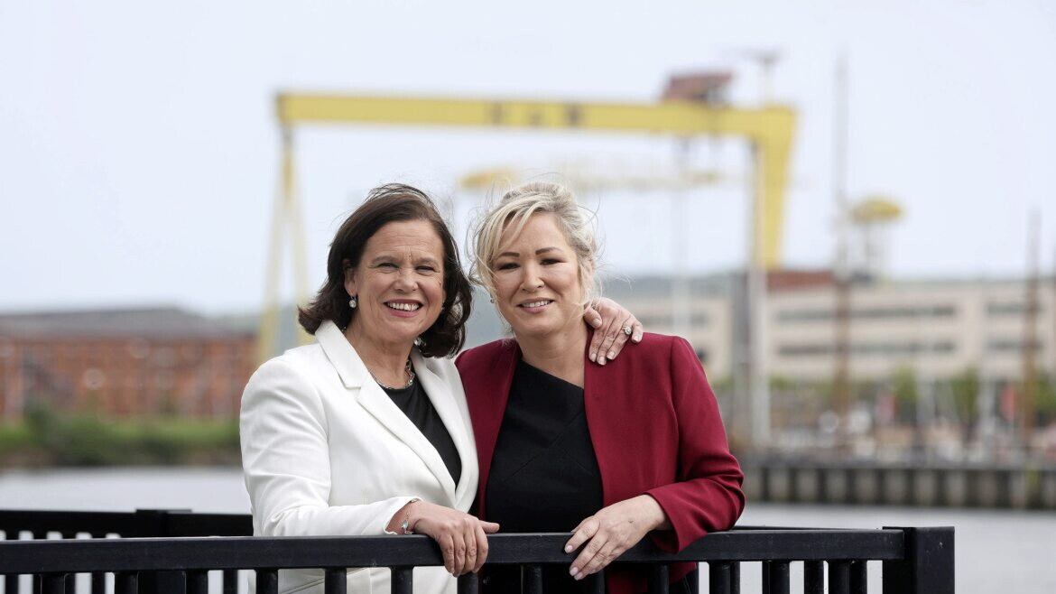 Sinn Fein&#39;s Mary Lou McDonald and Michelle O&#39;Neill celebrate the historic support won by the party in last week&#39;s council elections. Picture by Mal McCann 