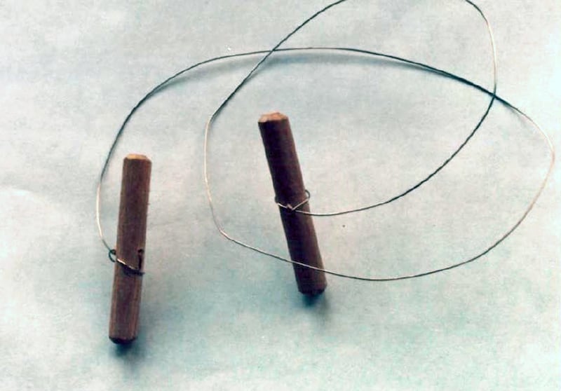 A replica of the cheese wire which was used during an attack on George Murdoch