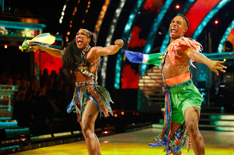 Montell Douglas and Johannes Radebe during their appearance on the live show of Strictly Come Dancing (Guy Levy/BBC)