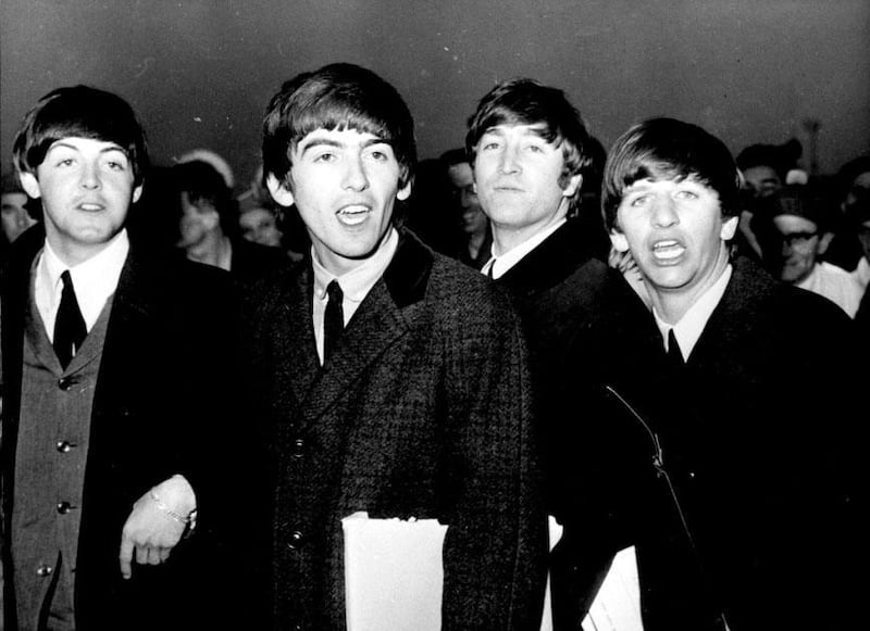 The Beatles at London Airport as they return home from their visit to America