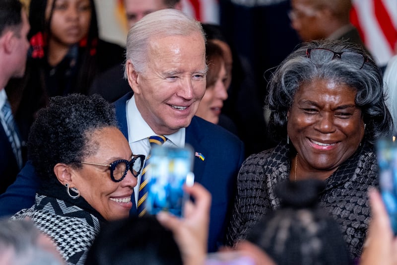 President Joe Biden with US ambassador to the United Nations Linda Thomas-Greenfield (right) (Andrew Harnik/AP)