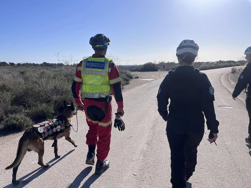 Rescue workers from Northern Ireland are continuing their search for missing Belfast man John George in Alicante. PICTURE: K9 SEARCH & RESCUE NI