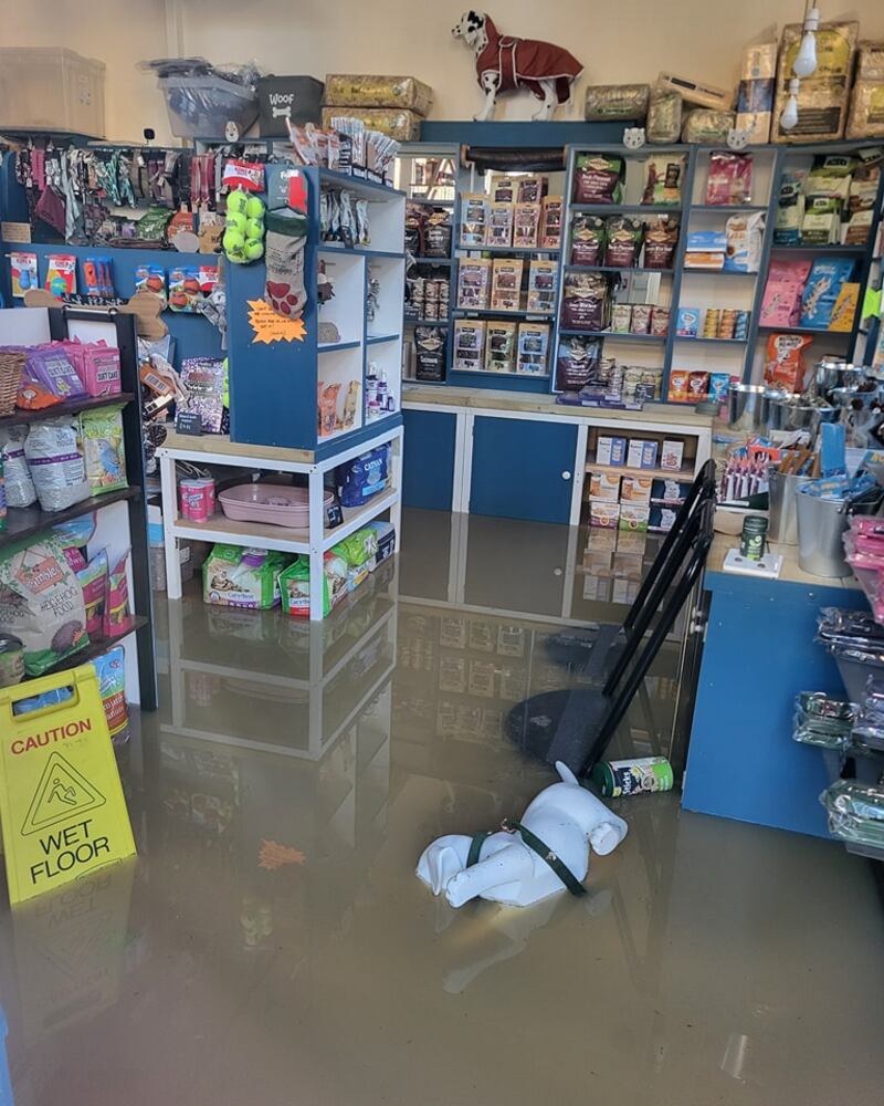 Becky Lyons’s pet shop in Chippenham flooded on Monday morning after the river Avon broke its banks.