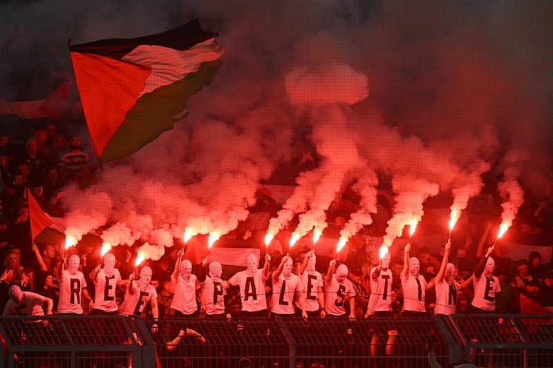 Celtic fans with their half-time display in Dortmund