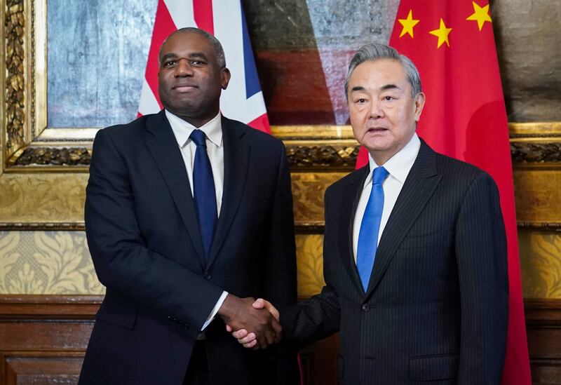 Foreign Secretary David Lammy welcomed China’s foreign affairs minister Wang Yi