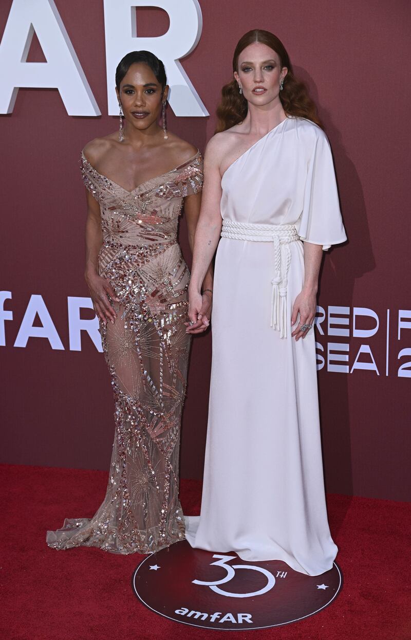 Alex Scott and Jess Glynne walked the red carpet together at the amfAR Gala
