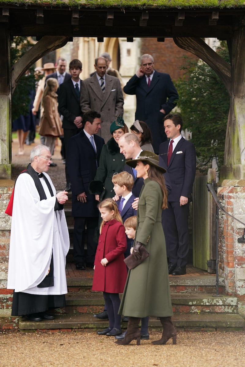 The Duke of York with royals including the Waleses and Princesses Beatrice and Eugenie at church on Christmas Day in 2022