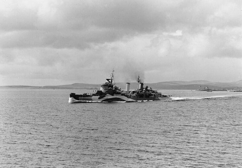 The original HMS Belfast departing Scapa Flow for the Normandy beaches on May 30, 1944. Picture by Imperial War Museum/Press Association &nbsp;