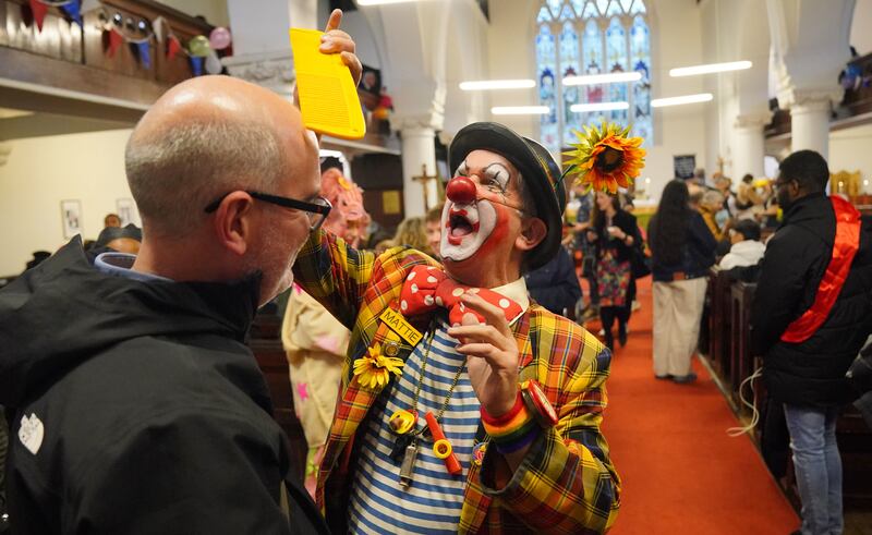 A clown at the Annual Grimaldi Clown Service