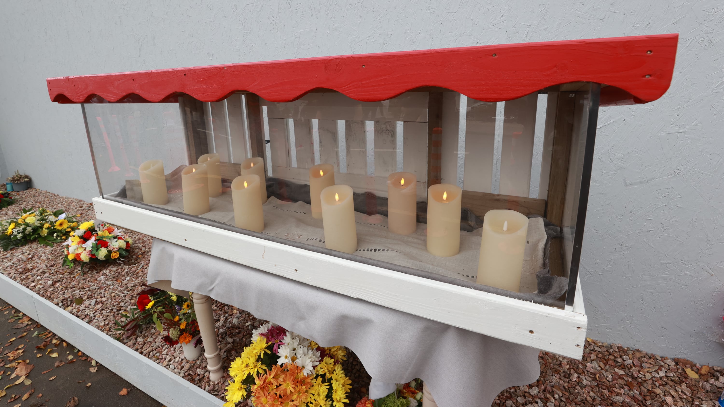 Candles at a commemoration and remembrance service in Creeslough, Co Donegal