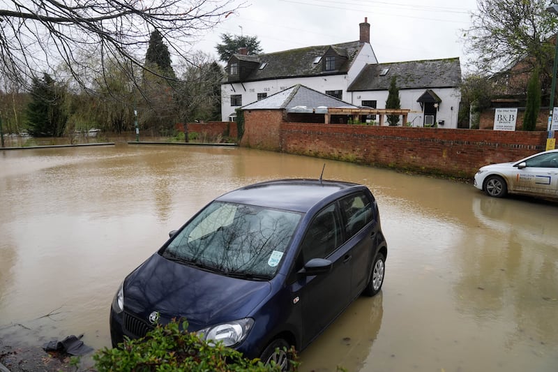 A flooded car park in Shipston-on-Stour, Warwickshire