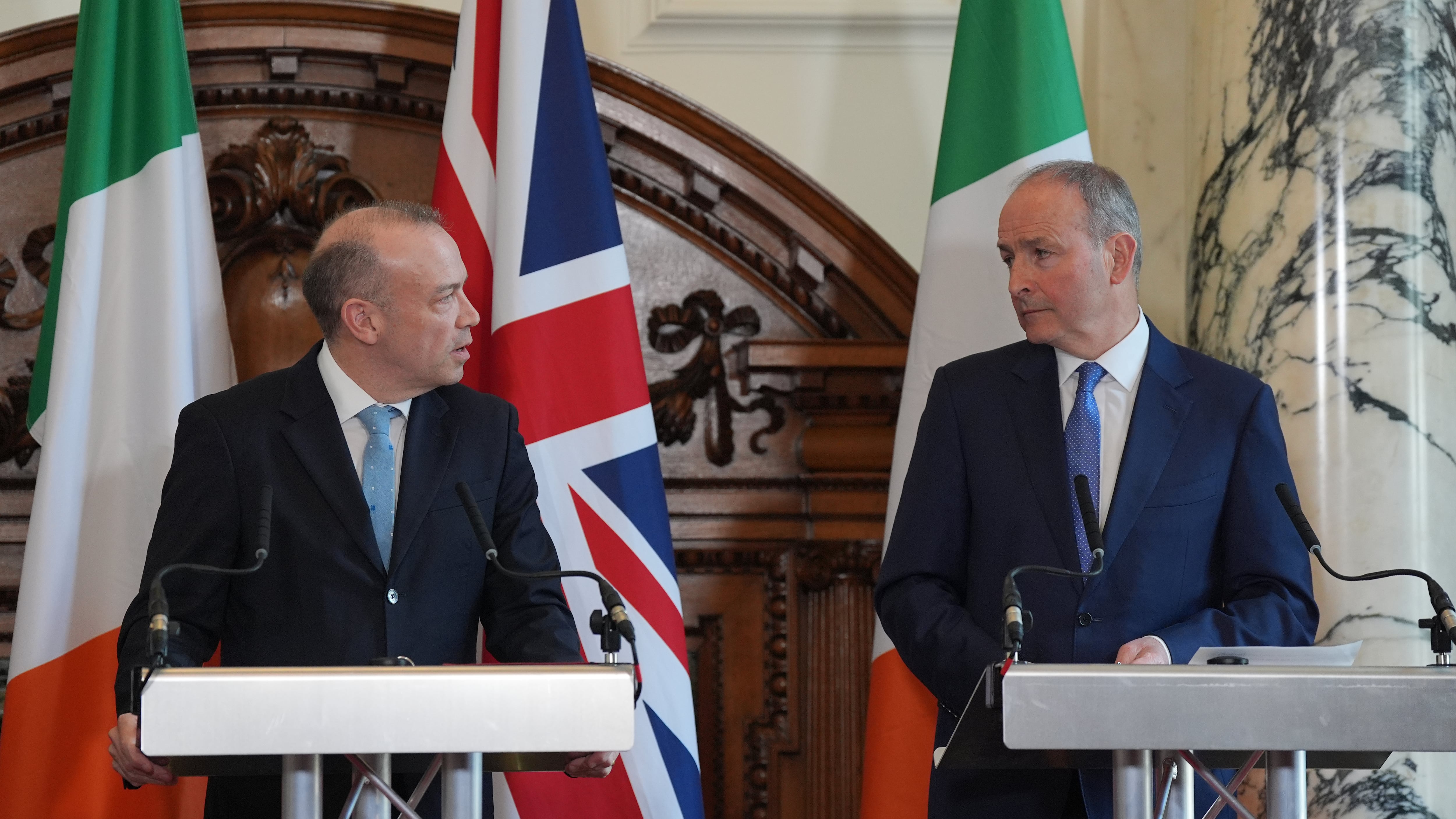 Northern Ireland Secretary Chris Heaton-Harris and Tanaiste Micheal Martin during the British-Irish Intergovernmental Conference press conference