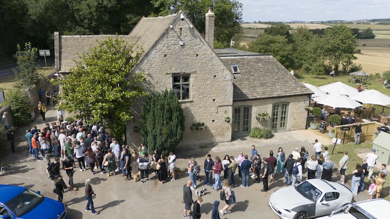 People queued outside The Farmer’s Dog on the day it reopened