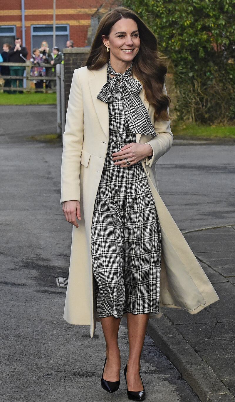 The Princess of Wales during a visit to Corgi, a textiles manufacturer in Ammanford, south Wales