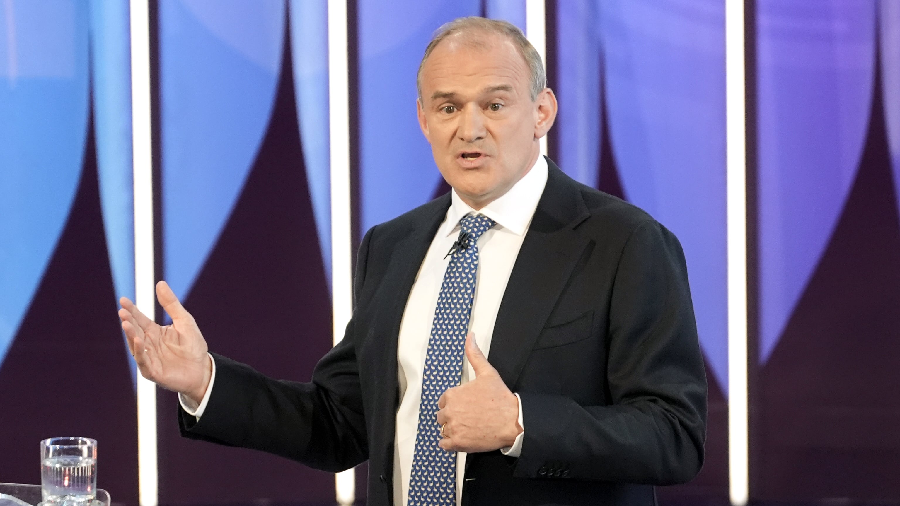Liberal Democrats leader Sir Ed Davey speaking during a BBC Question Time Leaders’ Special in York