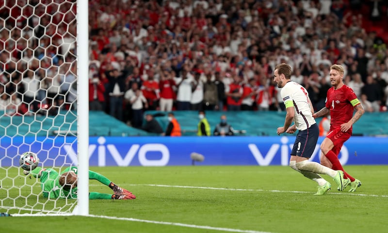 Kane scored after seeing his penalty saved to send England through to the Euro 2020 final