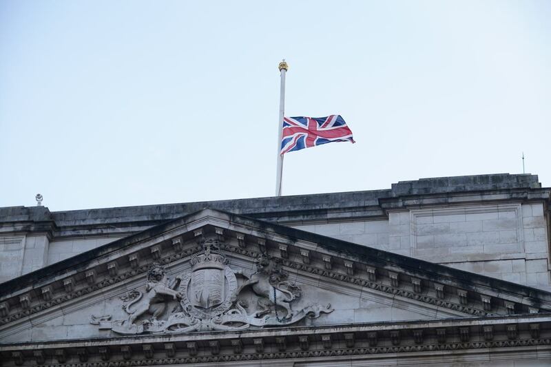 The Union Flag above Buckingham Palace is flown at half mast following the announcement of the death of Queen Elizabeth II