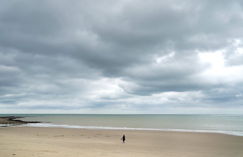 Clouds over Sunny Sands beach in Folkestone, Kent