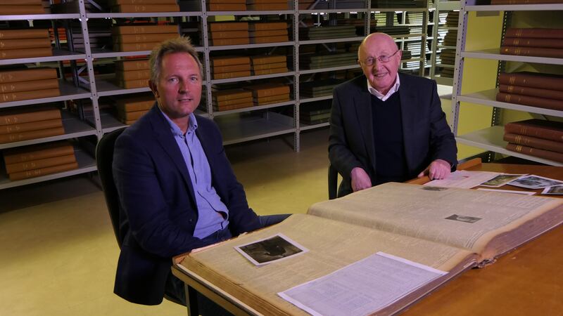 Tony with Brian Feeney at the Newspaper Library