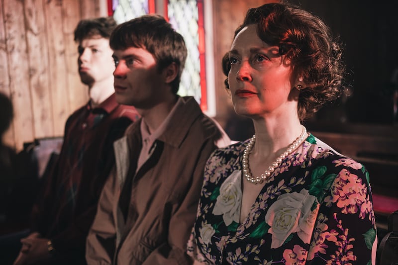 Joe (Milo Callaghan), Topher (Oliver Finnegan) and Ethel (Simone Kirby)