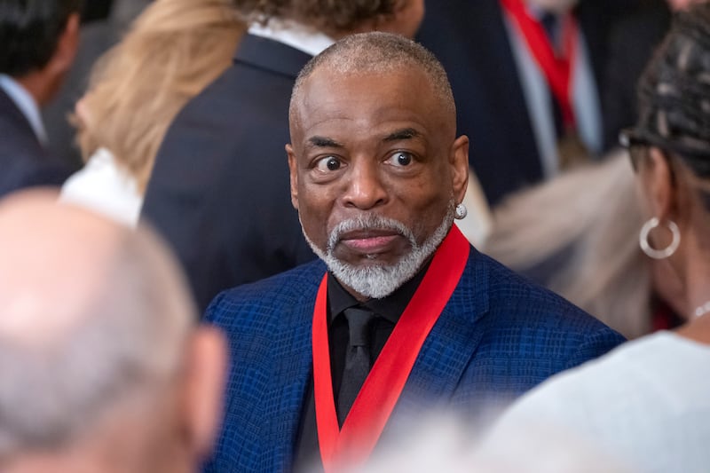 Actor and literacy advocate LeVar Burton leaves after a National Arts and Humanities Reception in the East Room at the White House in Washington (Mark Schiefelbein/AP)