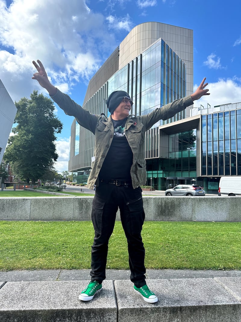 Mike Peters outside the Paterson research building at The Christie