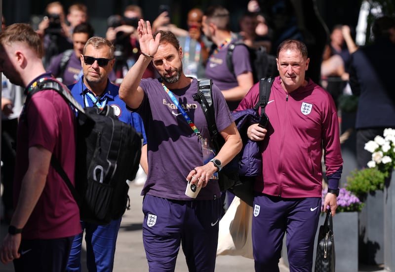 England manager Gareth Southgate leaving the team hotel in Berlin, Germany