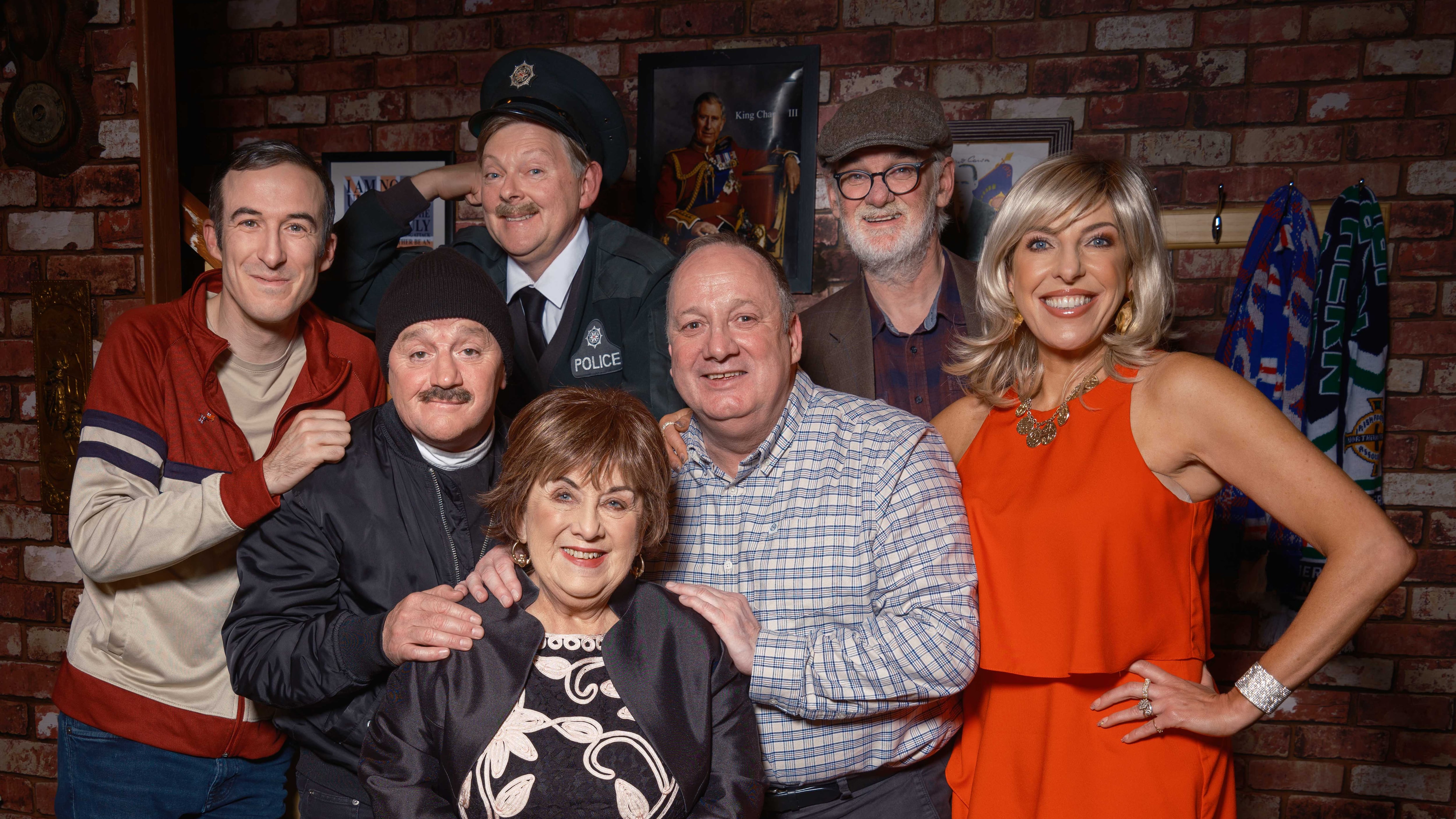 Tim McGarry and the cast of Give My Head Peace pose in a promotional image for the new episodes and live stage show