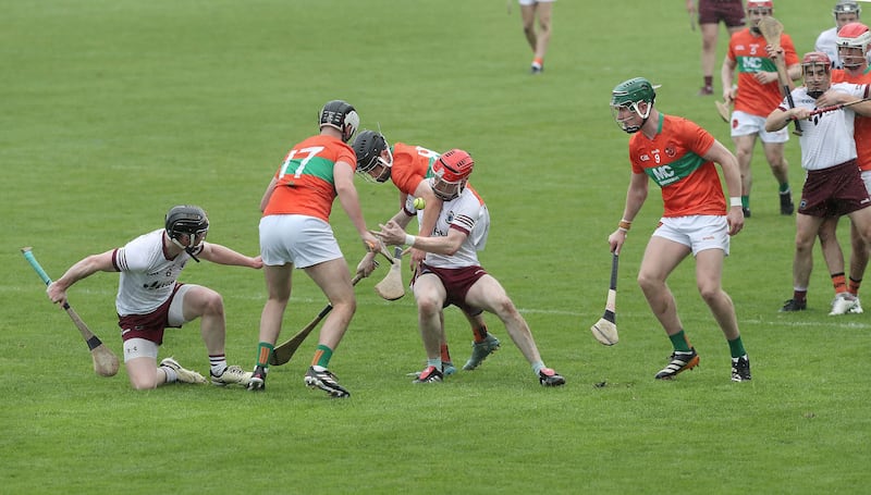 An action shot from the Lavey and Ballinascreen game at Owenbeg