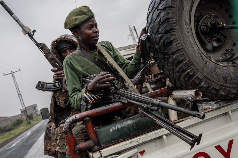 Congolese government troops deploy outside Goma, DR of Congo (Moses Sawasawa/AP)