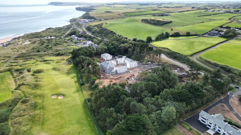 New drone footage has revealed progress at the £16.5 million Dunluce Lodge luxury resort, which is due to open adjacent to Royal Portrush Golf Club ahead of next July's Open Championship