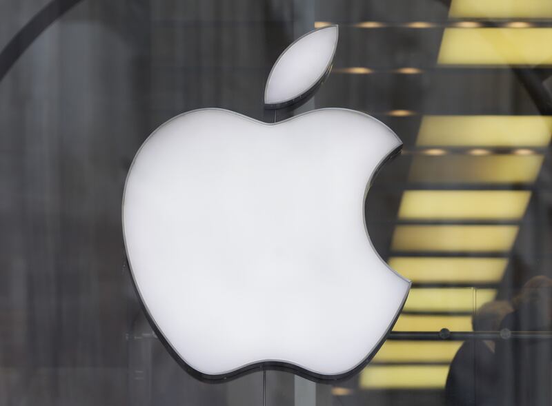 The logo in the window of the Apple Store on Regent Street, London