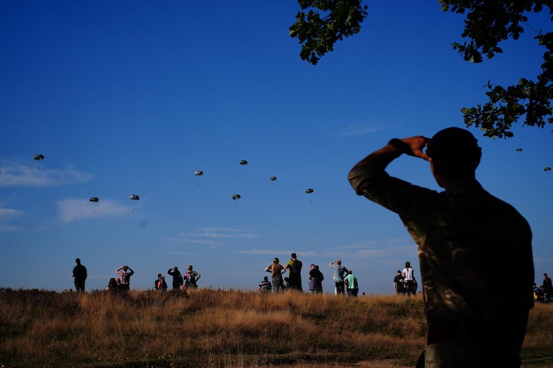 Paratroopers from eight Nato countries parachuted into Ginkel Heath in Ede, Netherlands