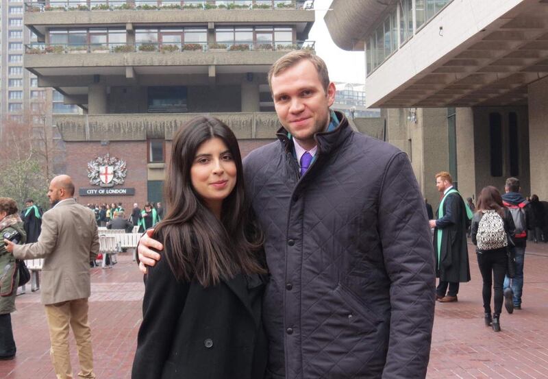 Matthew Hedges, pictured with his wife Daniela Tejada, was jailed for life in the UAE on a spying charge but pardoned by president Sheikh Khalifa bin Zayed Al Nahyan days later