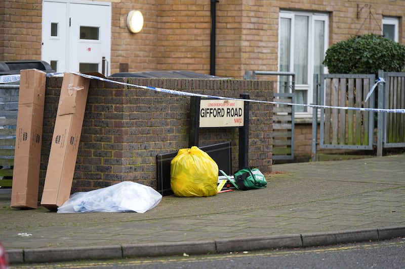 A police cordon at the scene on Gifford Road, Brent