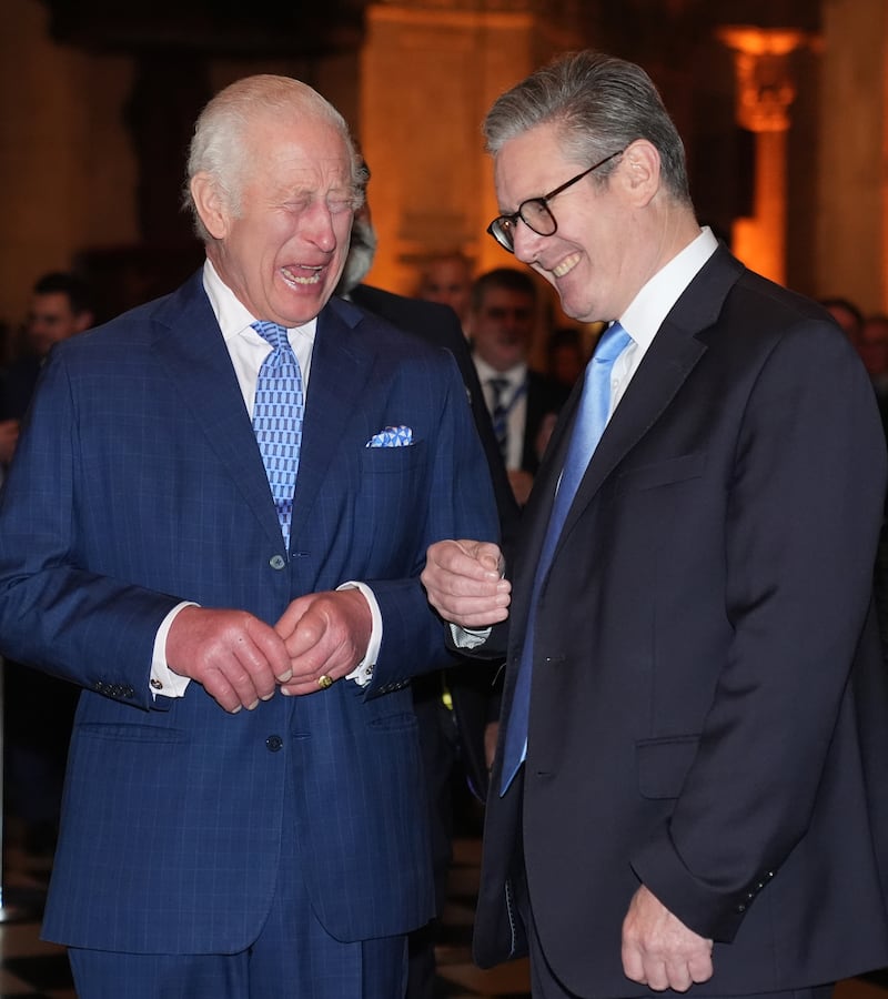 The King and Prime Minister Sir Keir Starmer during a reception for international business leaders at St Paul’s Cathedral