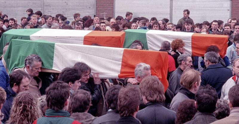 The funerals of three IRA members shot dead by the SAS in Gibraltar in 1988