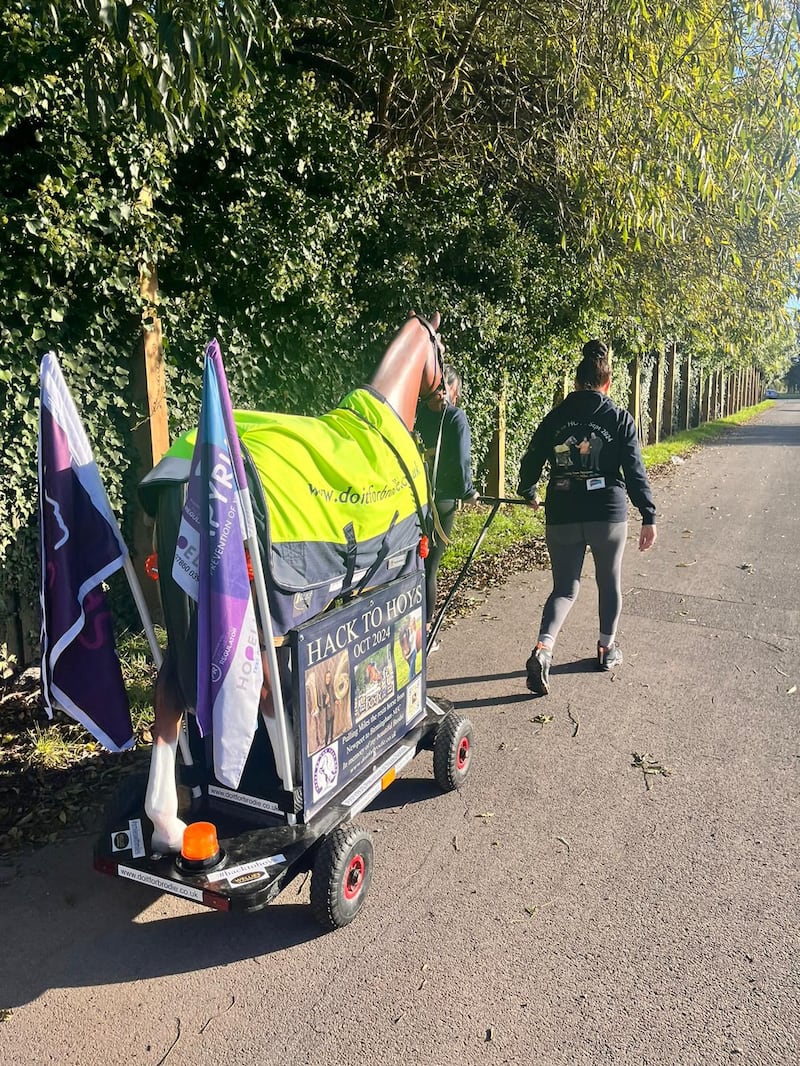 Emma Webb walked 150-miles from her home in Newport, Wales to Birmingham to raise money for mental health charities Papyrus and Riders Minds (Emma Webb)