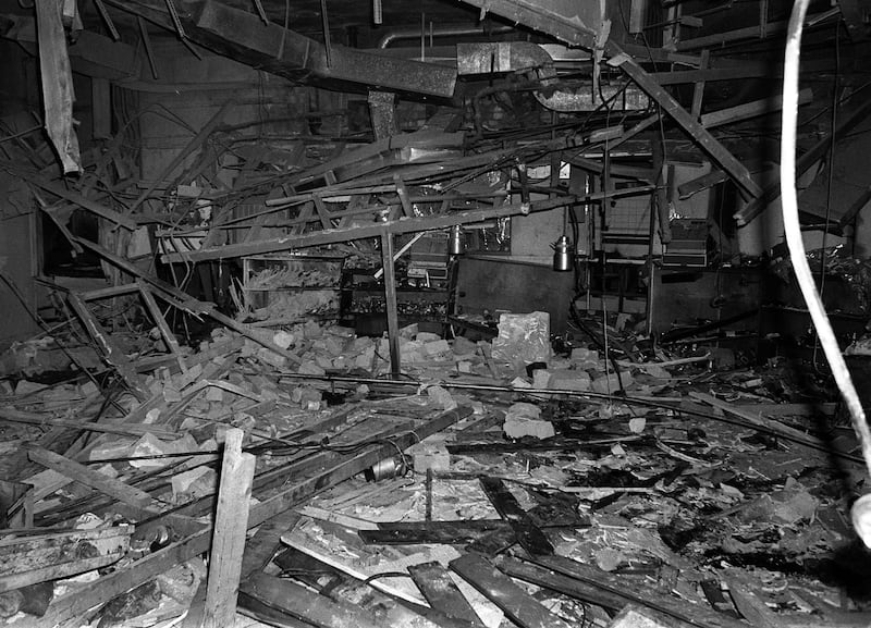 The destroyed remains of the Mulberry Bush pub a day after the attacks