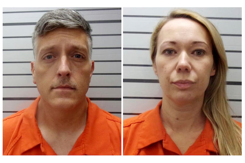 Jon Hallford, left, and Carie Hallford, owners of Return to Nature Funeral Home (Muskogee County Sheriff’s Office/AP)