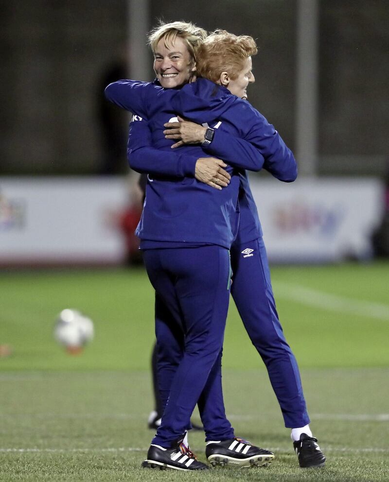 Former Republic of Ireland head coach Vera Pauw and assistant manager Eileen Gleeson. Gleeson will lead the Republic of Ireland into their Nations League campaign after being appointed interim head coach 