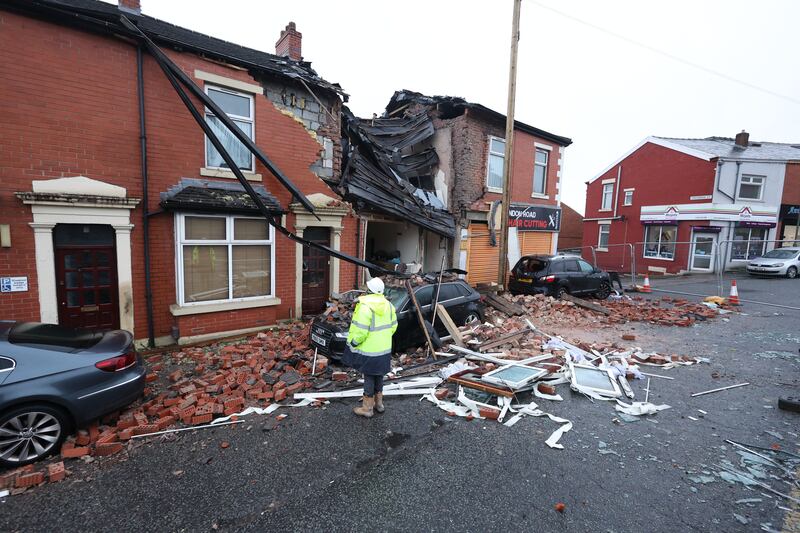 Two people were taken to hospital after a gas explosion in Blackburn