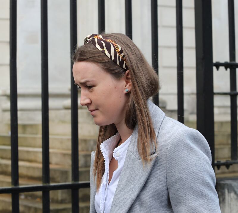 Rose De Montmorency-Wright at Derry Crown Court on Friday where she was sentenced for her involvement in covering up for Jonathan Creswell who was accused of murdering Co-Armagh show-jumper Katie Simpson. Katie 21, died several days after an incident at her home in Derry during August 2020. Picture Margaret McLaughlin  14-6-2024