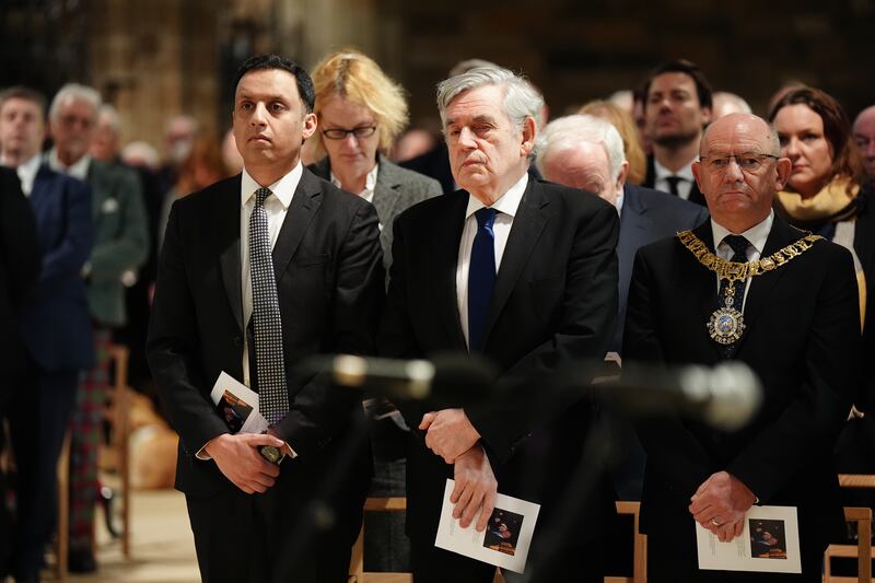 Scottish Labour leader Anas Sarwar (left) and former prime minister Gordon Brown (right) were among the congregation at St Giles’ Cathedral.