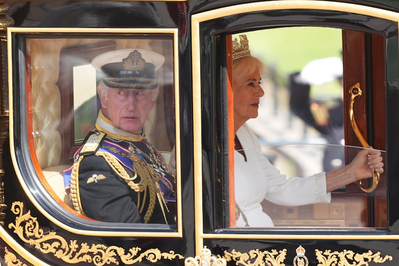 The King and Queen depart Buckingham Palace