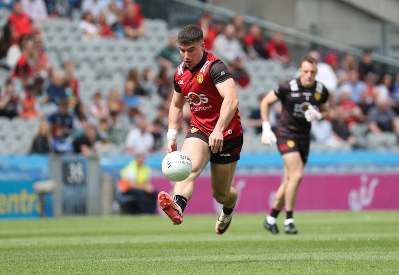 Down’s Daniel Guinness during Saturday’s Tailteann Cup Final at Croke Park in Dublin.
PICTURE COLM LENAGHAN